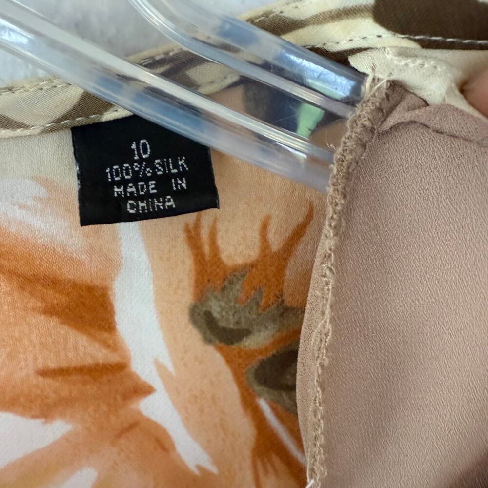 Linda Allard for Ellen Tracy Yellow floral silk blouse size 10 - Picture 5 of 10